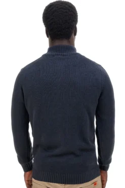 Maglione blu con collo zip in misto lana US Golf AC12