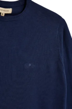Maglione in cotone blu girocollo Sevenoaks Nby01
