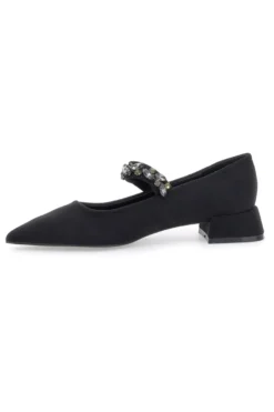 Mariella Burani 51680 schwarze Stoffpumps mit Schmucksteinriemen