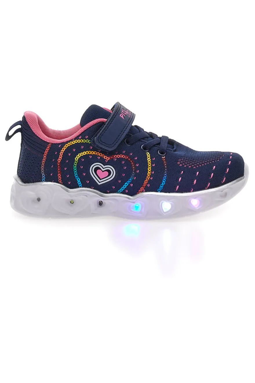 Marineblaue und rosa Sneakers mit Lichtern PITT KIDS K23121