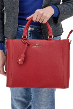 Mini Borsa a Tracolla Rossa con dettagli Dorati e Manico Rimovibile DOUBLE CHECK 18247-3