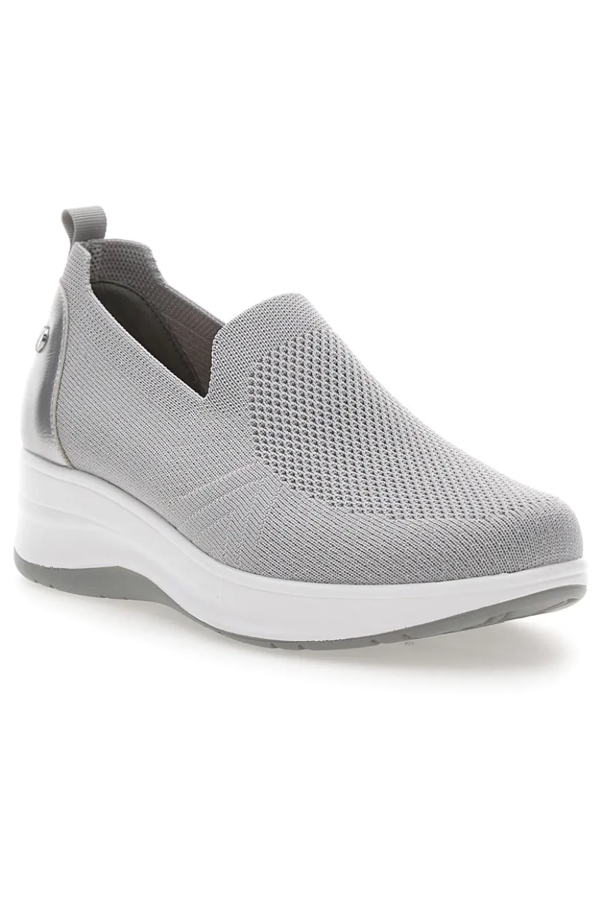 Mocassini Argento con Tomaia in Mesh e Platform INBLU 41 IC