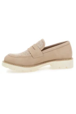Mocassini beige con bocca di leone e Suola Bianca LE HAVRE PARIS KMD25S15G