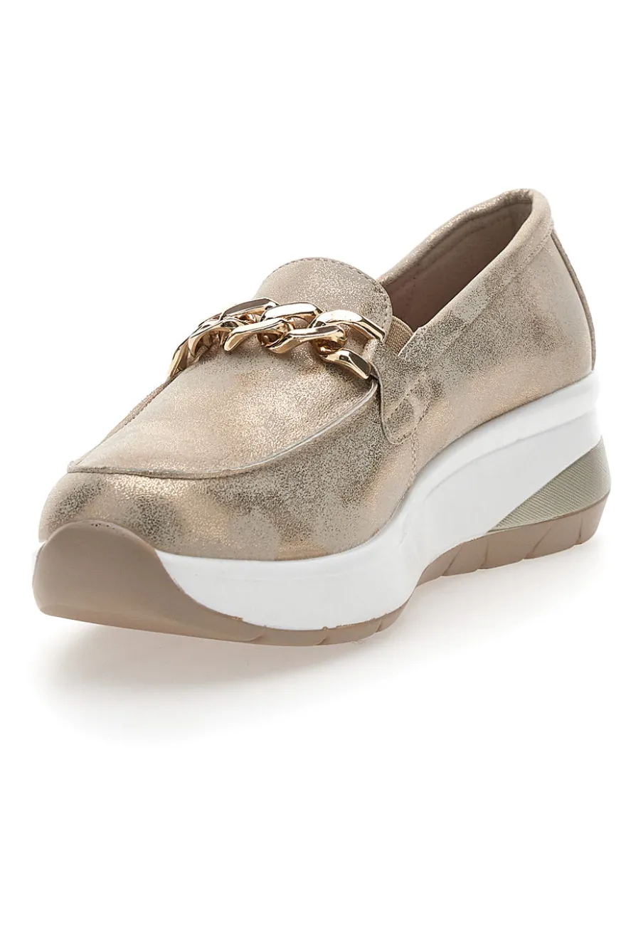 Mocassini Beige con Fibbia Dorata ENERGY E800