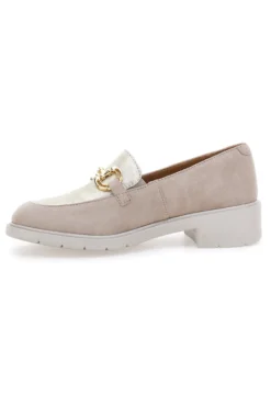 Mocassini beige e oro in vera pelle con catena Prima riga 24584IGNIS
