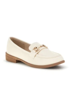 Mocassini beige in tessuto con morsetto First lady P675
