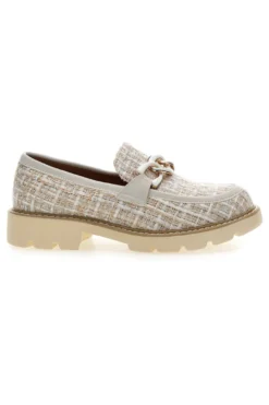 Mocassini beige in tessuto intrecciato con morsetto Le havre paris BL60303C