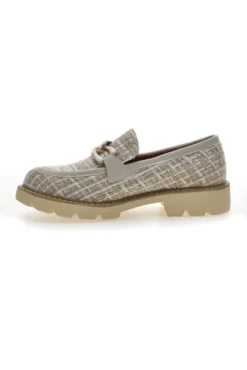 Mocassini beige in tessuto intrecciato con morsetto Le havre paris BL60303C