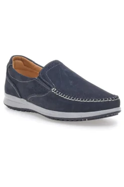 Mocassini Blu con Tomaia in Pelle Nabuk e Suola in Gomma JERPOINT 320