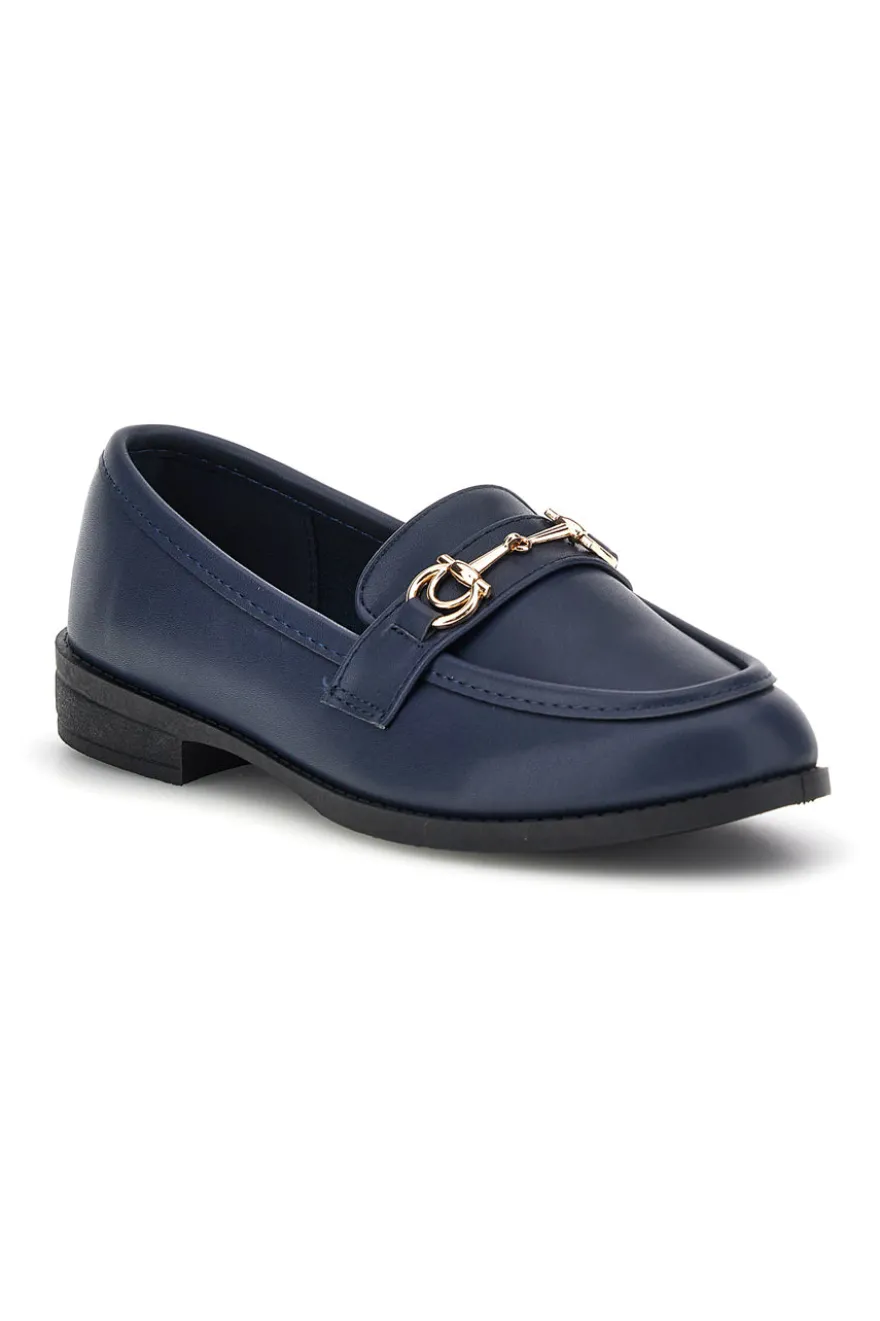 Mocassini blu in tessuto con morsetto First lady P675