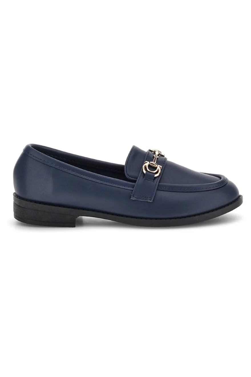 Mocassini blu in tessuto con morsetto First lady P675