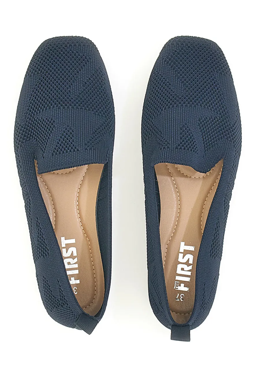 Mocassini blu in tessuto con soletta morbida The First PRESZ32