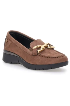 Mocassini Marroni Effetto Suede Con Catenina INBLU IC020042