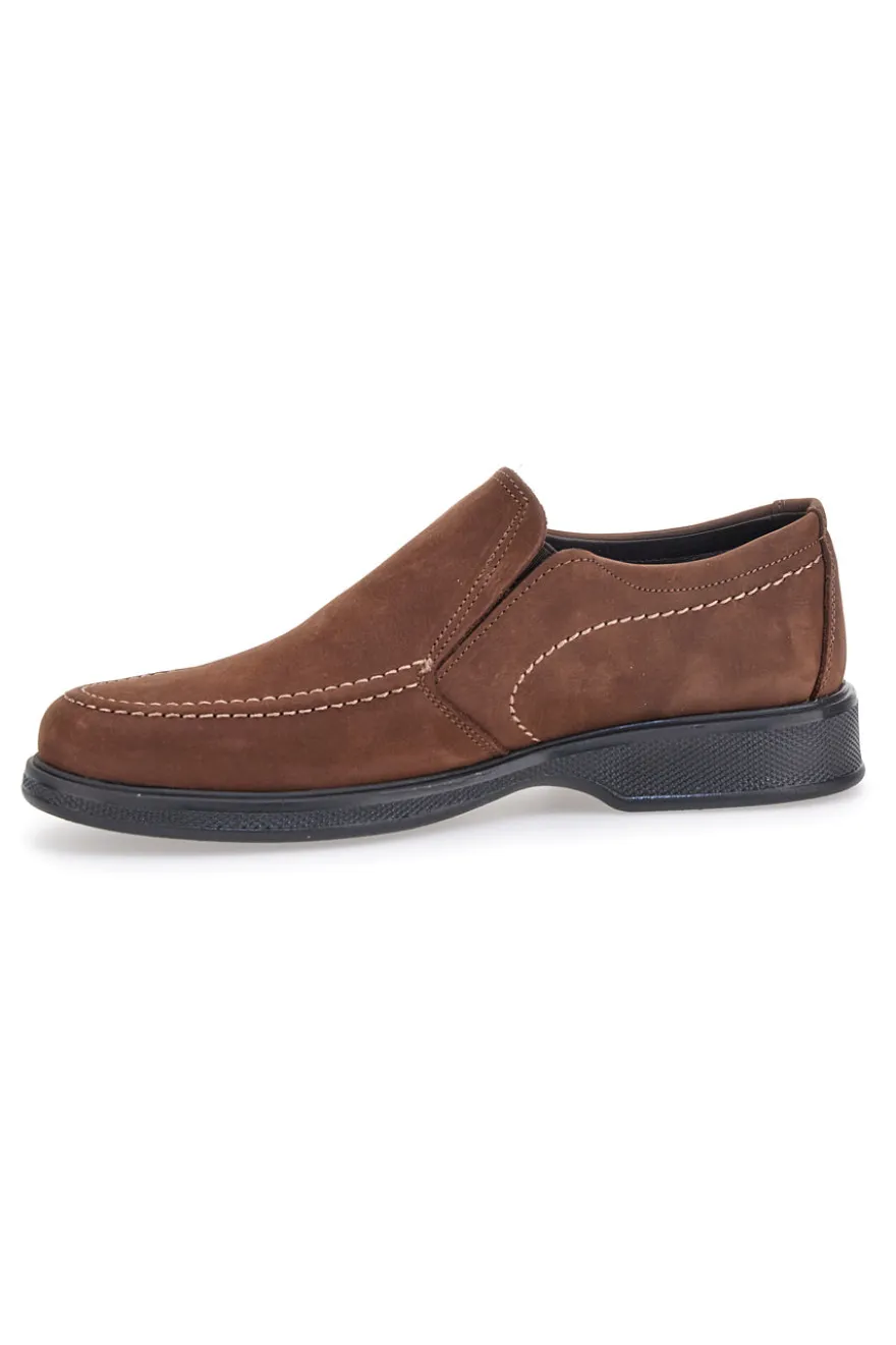 Mocassini marroni in pelle con inserti elastici Pittarello 3