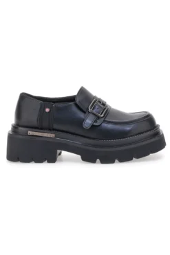 Mocassini Neri Con Platform Betty Flowers 126