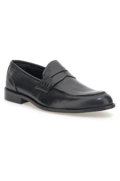 Mocassini neri in pelle con suola in cuoio made in Italy Pittarello 77109