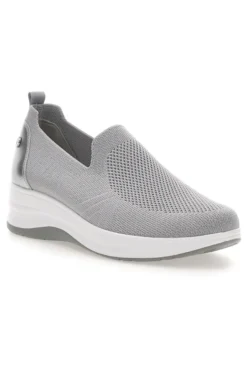 Mocassini Slip on grigie in tessuto tecnico con zeppa Inblu 66IC