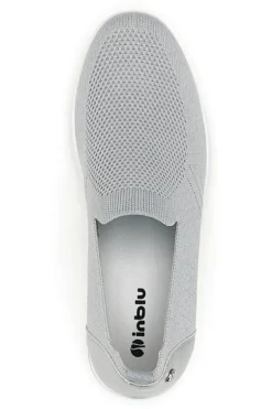 Mocassini Slip on grigie in tessuto tecnico con zeppa Inblu 66IC