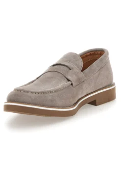 Mocassini taupe in suede Made in Italy Pittarello 115