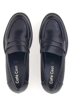 Mocassino nero con tacco a blocco CAFE' COST H6913214