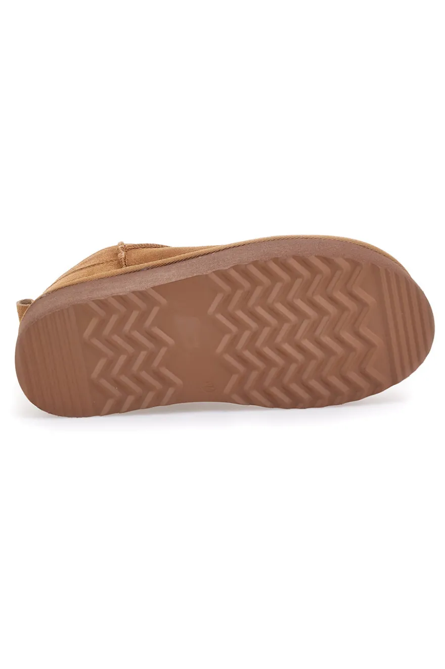 Mon Dieu L1250 – Stiefeletten mit Plateausohle und Wildledereffekt in Kamelbraun