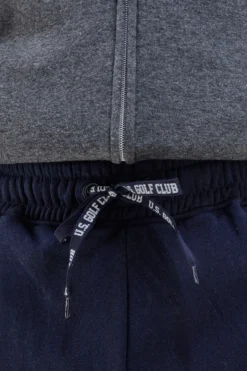 Pantaloni tuta blu in cotone e poliestere con stampa frontale U.S. Golf Club F105