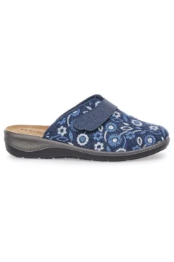 Pantofola blu a fantasia floreale con chiusura a strappo e sottopiede anatomico Inblu 15OD