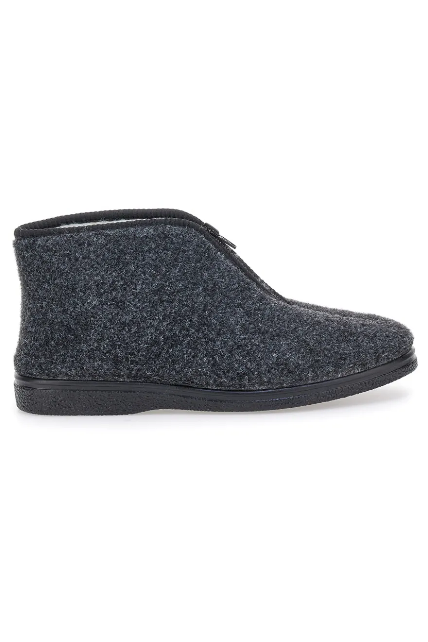 Pantofole antracite a stivaletto con zip e interno in pelo Jerpoint CA249