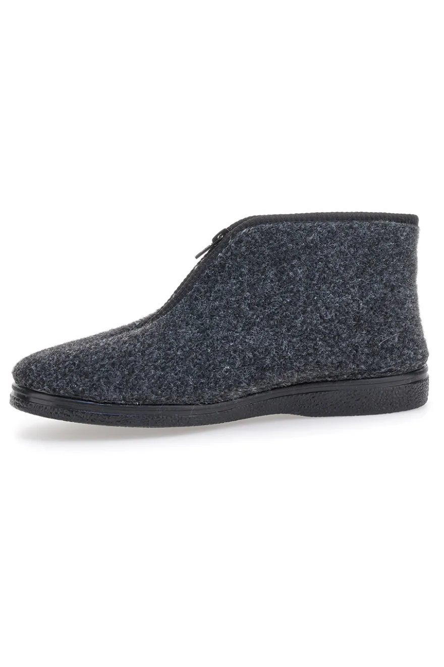Pantofole antracite a stivaletto con zip e interno in pelo Jerpoint CA249