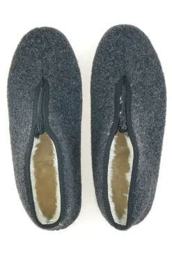 Pantofole antracite a stivaletto con zip e interno in pelo Jerpoint CA249