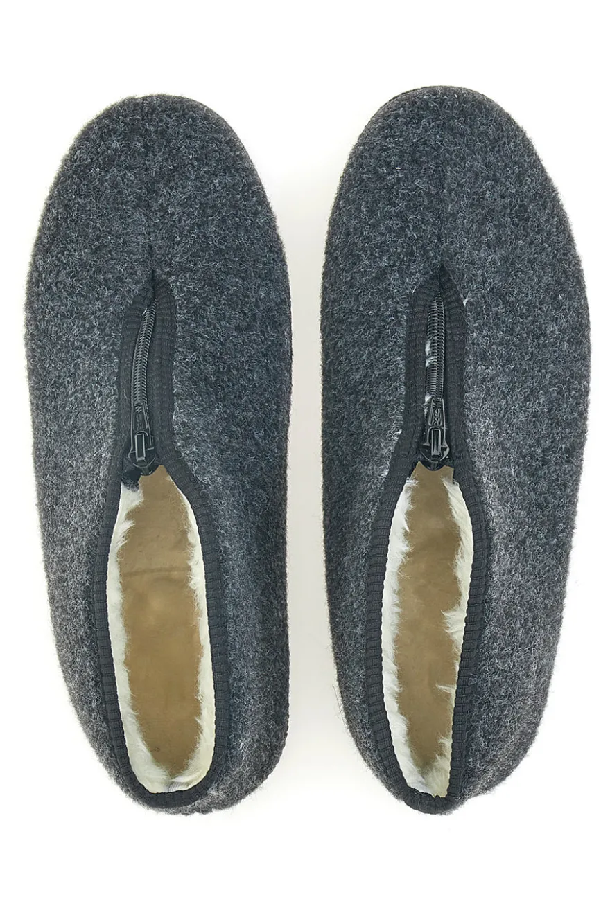Pantofole antracite a stivaletto con zip e interno in pelo Jerpoint CA249