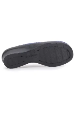 Pantofole blu a quadri con zeppa comfort Fly Flot 90L70T37NP