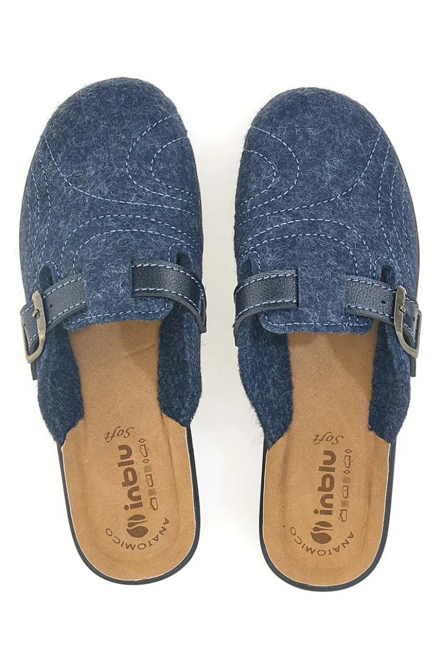 Pantofole blu con fibbia e plantare comfort Inblu 50 CF