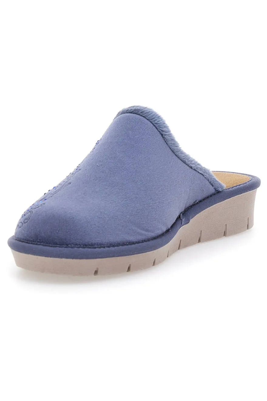 Pantofole blu con ricamo Beego 7306