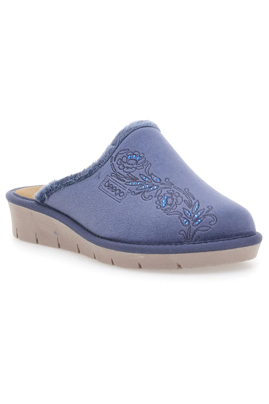 Pantofole blu con ricamo Beego 7306