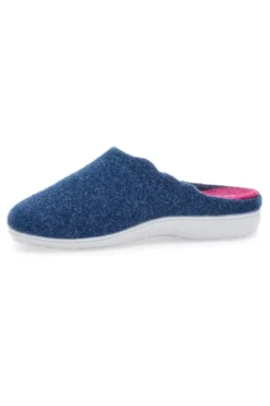 Pantofole Blu in Feltro con Fiorellino in Metallo e Plantare Estraibile Grazie 3001d