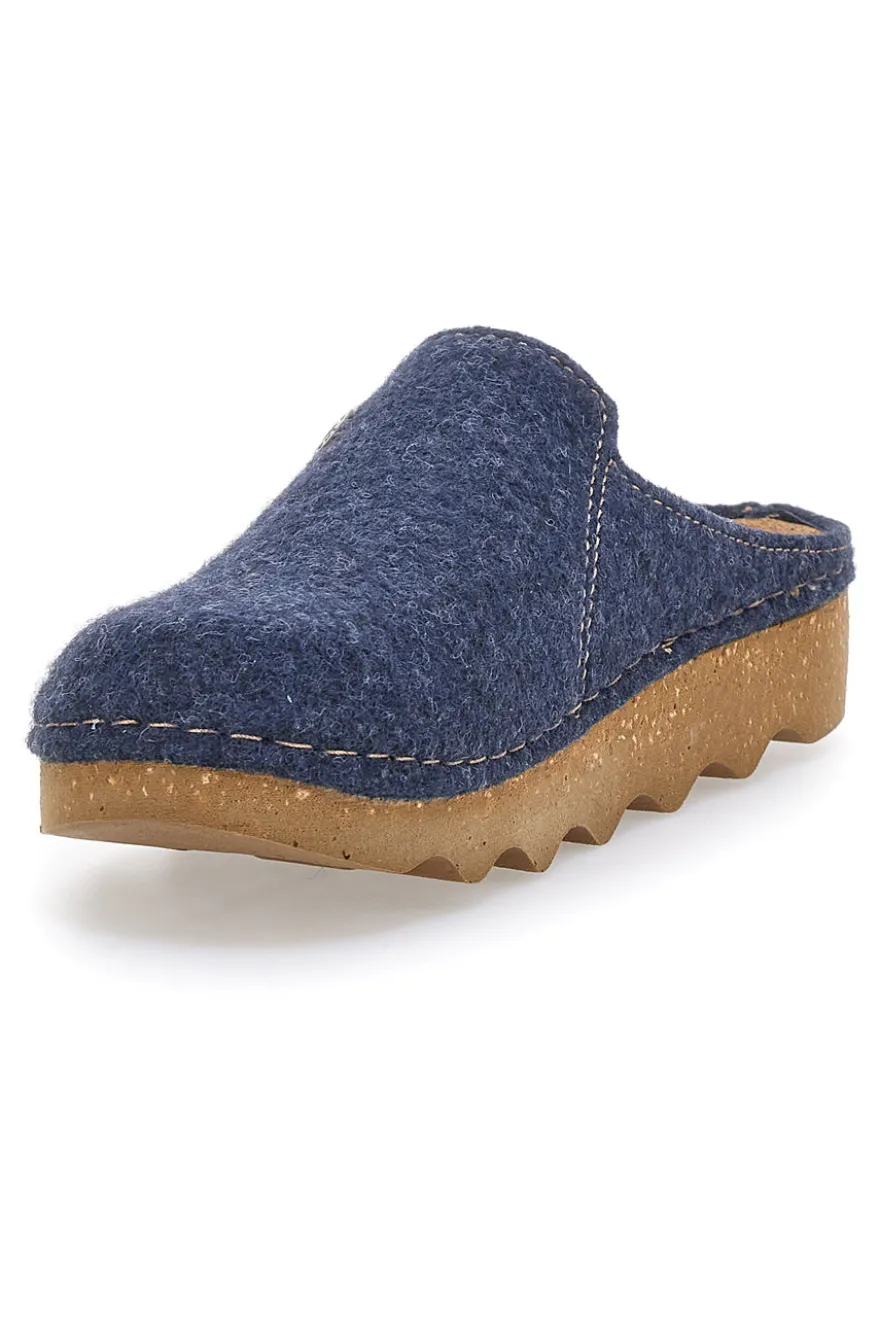 Pantofole blu in feltro con suola effetto para Inblu 12 DK