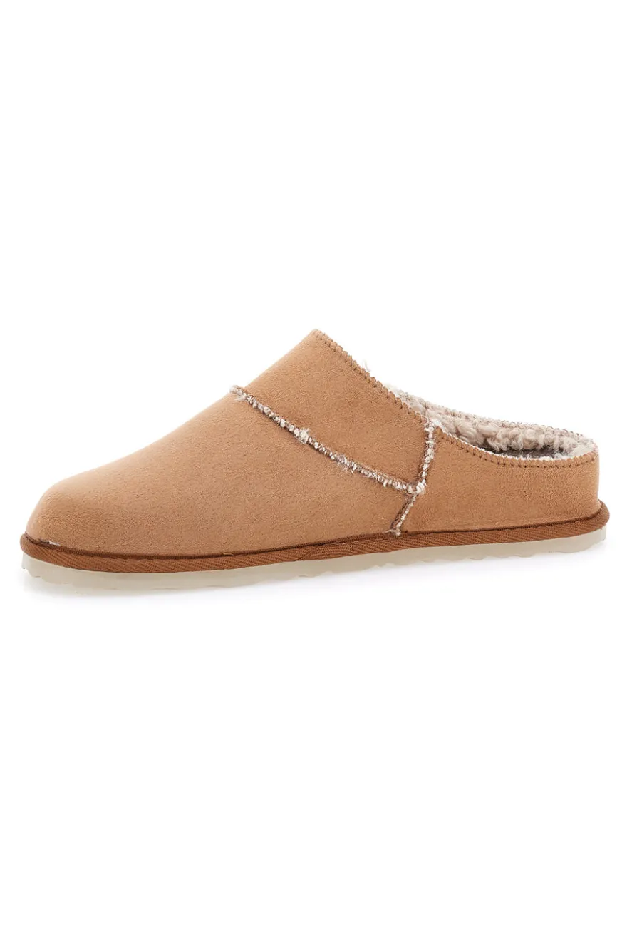Pantofole Camel con plantare estraibile e pelliccia INBLU 41 CS