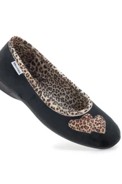 Pantofole nere con dettagli animalier e cuori Superga S41S598