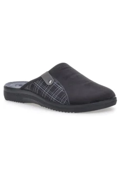 Pantofole nere con inserti a quadri e plantare anatomico Inblu 17 DG