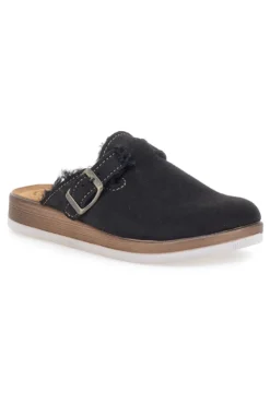 Pantofole nere con pelo interno e suola bianca INBLU 20 ct