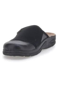 Pantofole nere con suola in vera pelle BIO UP 641