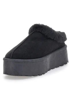Pantofole Sabot nere con pelo con platform Pittarello Love PK1913A