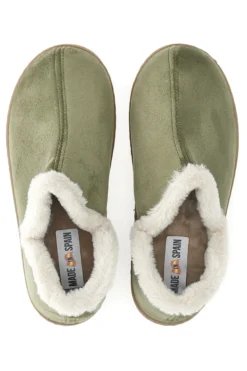 Pantofole verdi con profilo in pelo e interno caldo Gaia Mania GG463