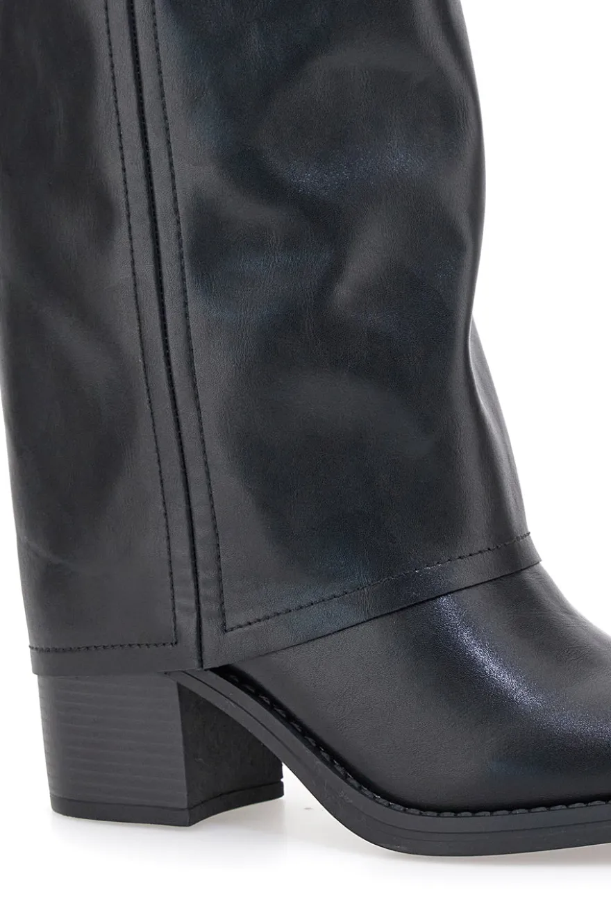 Pittarello Capsule BT24186024A schwarze Stiefel mit mittelhohem Absatz und quadratischer Zehenpartie