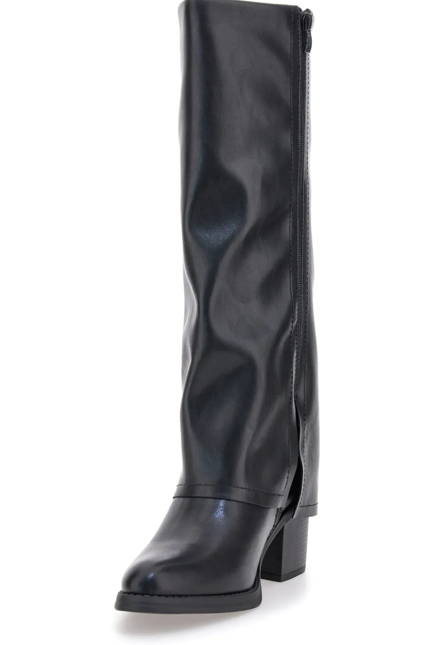 Pittarello Capsule BT24186024A schwarze Stiefel mit mittelhohem Absatz und quadratischer Zehenpartie