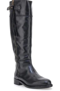 Pittarello Class LFL2543 schwarze Stiefel aus echtem Leder mit goldenem Reißverschluss und Schnalle