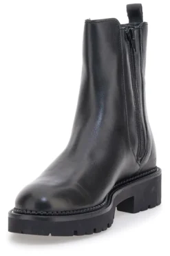 Pittarello Glam 6436675 schwarze Stiefeletten aus echtem Leder mit Profilsohle