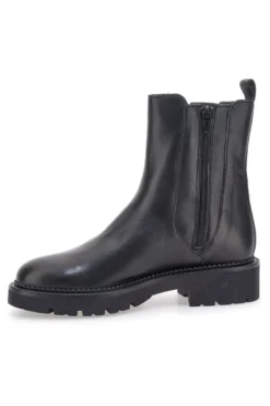 Pittarello Glam 6436675 schwarze Stiefeletten aus echtem Leder mit Profilsohle