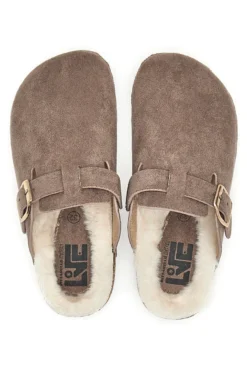 Pittarello Love 1071 Braune Hausschuhe mit Schnalle und Fellfutter